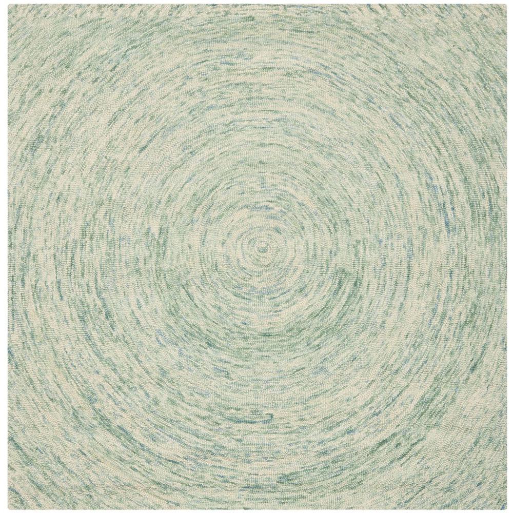 IKAT, IVORY / BLUE, 6' X 6' Square, Area Rug. Picture 1