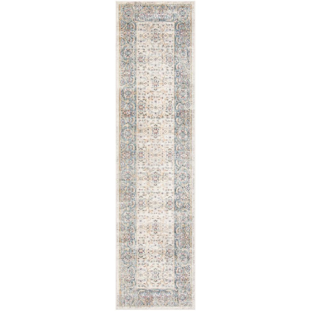 ILLUSION, CREAM / LIGHT BLUE, 2'-3" X 8', Area Rug. Picture 1