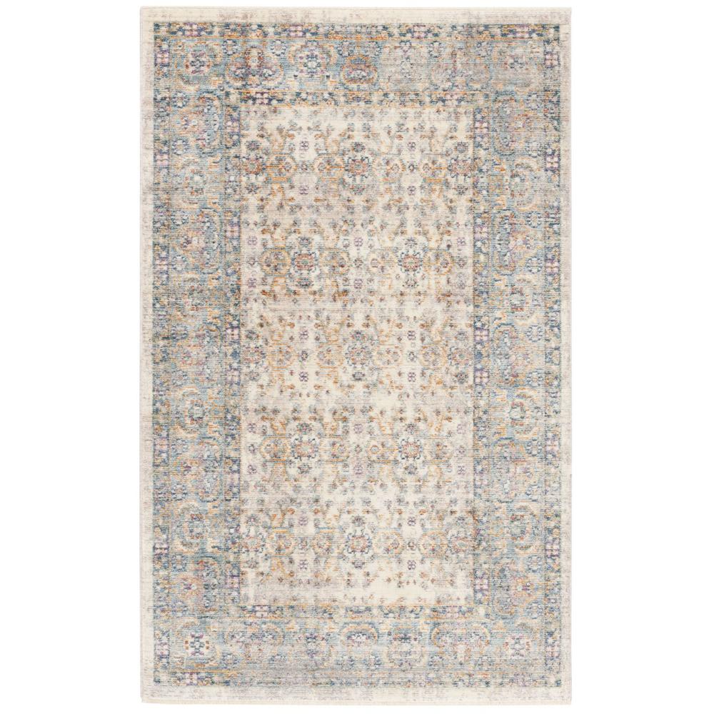 ILLUSION, CREAM / LIGHT BLUE, 3' X 5', Area Rug. Picture 1