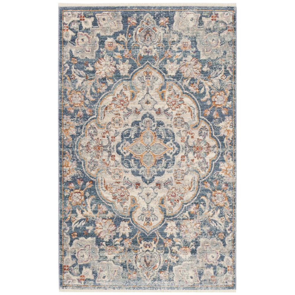 ILLUSION, CREAM / BLUE, 3' X 5', Area Rug. Picture 1