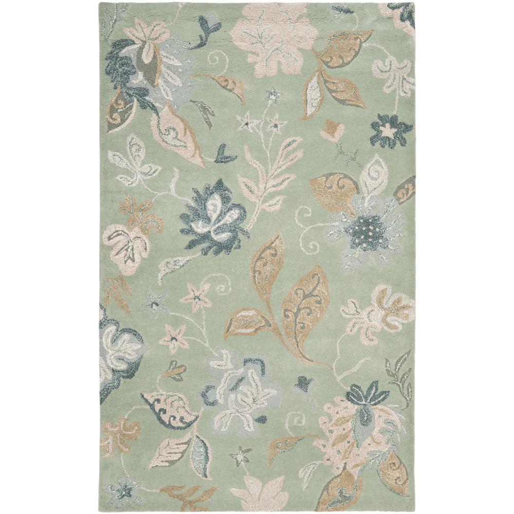 JARDIN, LIGHT GREEN / MULTI, 5' X 8', Area Rug. Picture 1