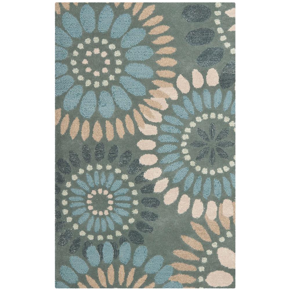 JARDIN, GREY / BLUE, 2'-6" X 4', Area Rug. Picture 1