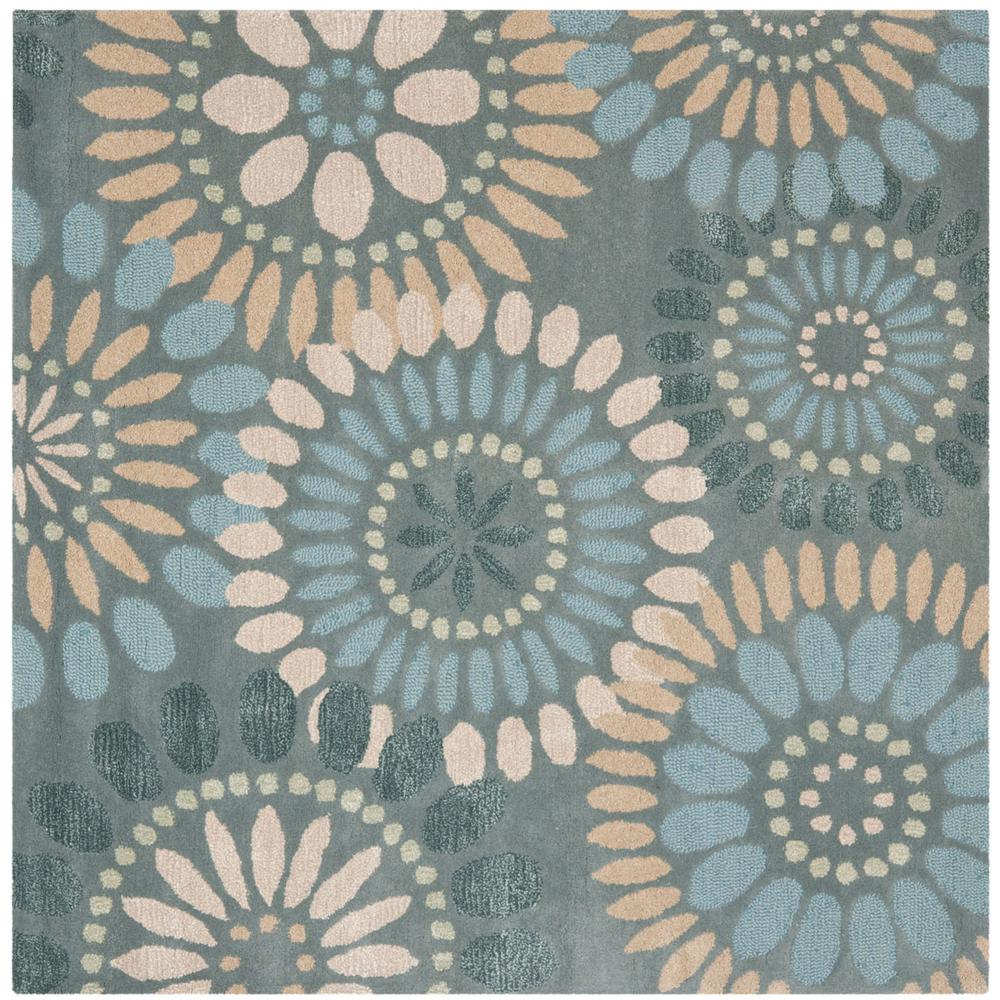 JARDIN, GREY / BLUE, 6' X 6' Square, Area Rug. Picture 1