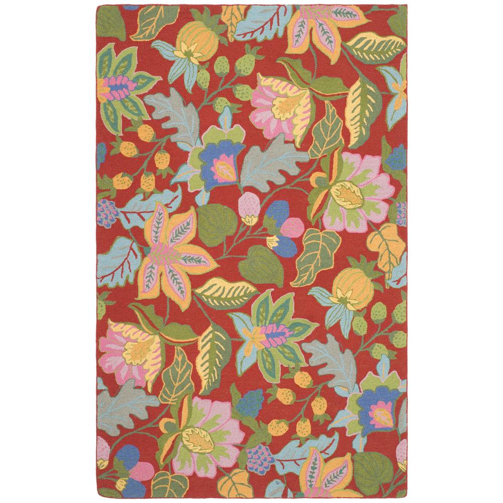 JARDIN, RED / MULTI, 5' X 8', Area Rug. Picture 1