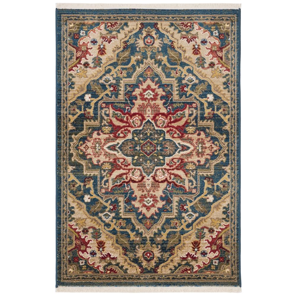 KASHAN, BLUE / BEIGE, 3'-3" X 4'-10", Area Rug. Picture 1
