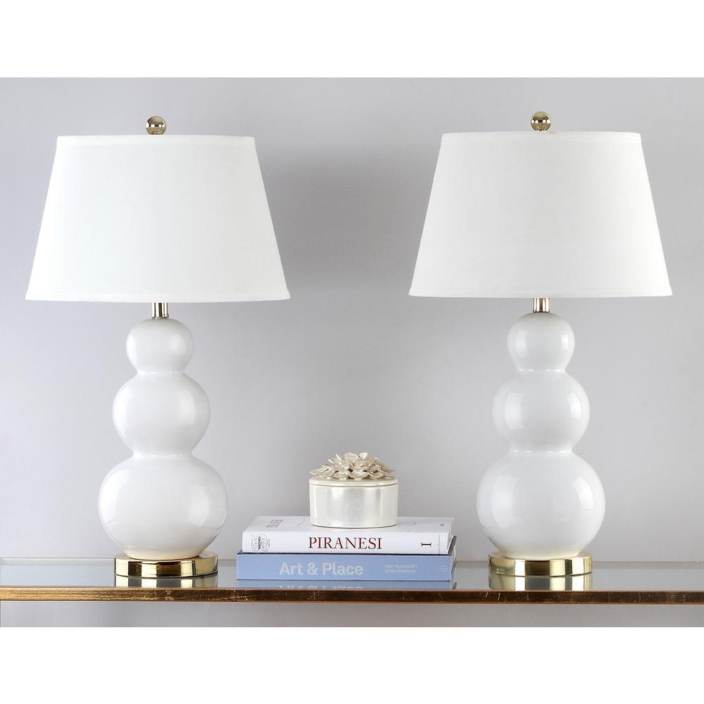PAMELA 28-INCH H TRIPLE GOURD CERAMIC LAMP, LIT4095A-SET2. Picture 1