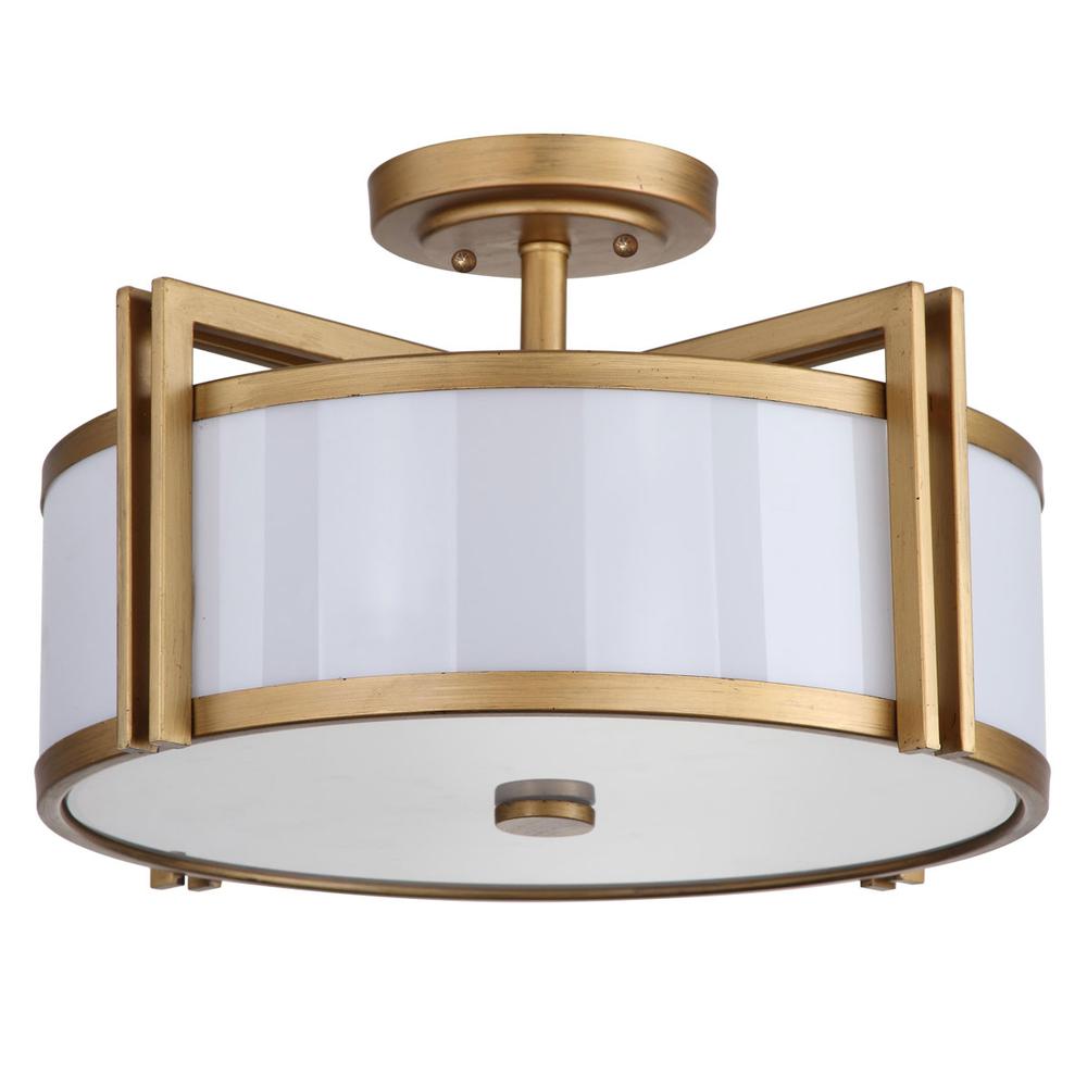 DARK GREY 3 LIGHT ANTIQUE GOLD 17-INCH DIA SEMI FLUSH. Picture 1