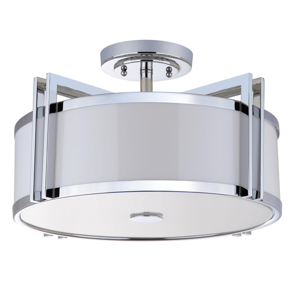 Dark Grey 3 Light Chrome 17-Inch Dia Semi Flush, Chrome. Picture 2