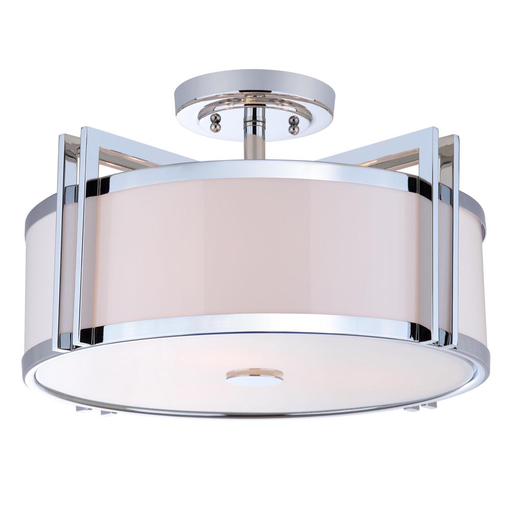 Dark Grey 3 Light Chrome 17-Inch Dia Semi Flush, Chrome. Picture 4