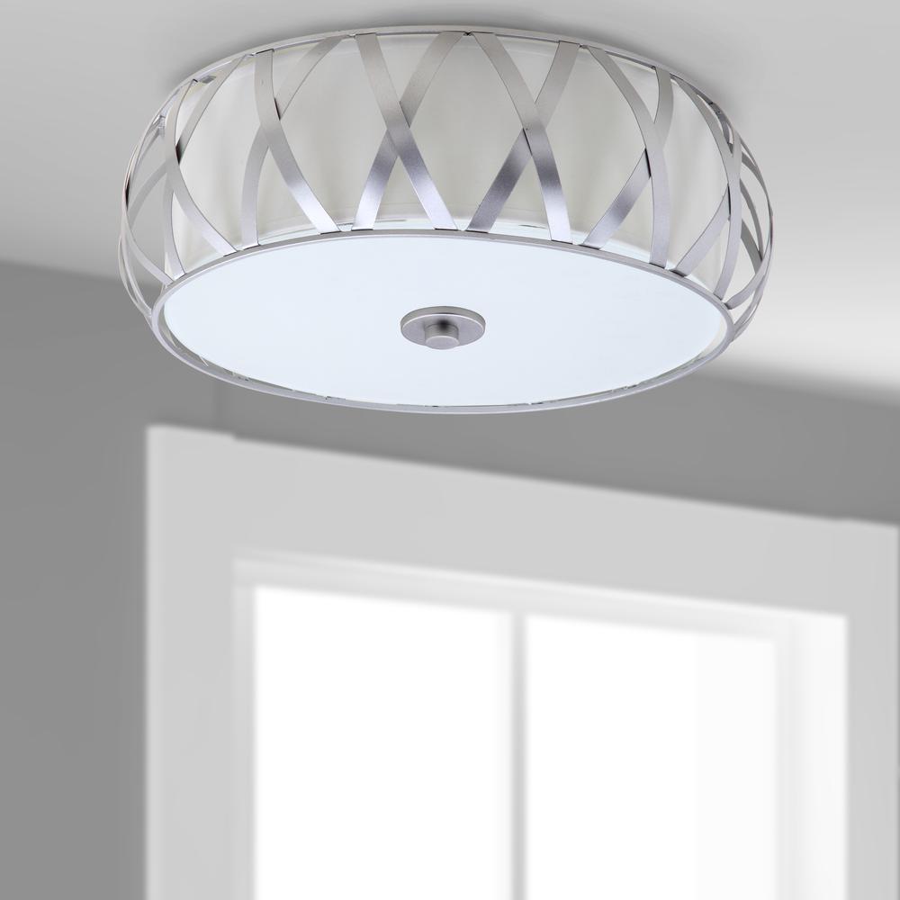 Charing 2 Light Chrome 15.4-Inch Dia Cross Flush Mount, Chrome. Picture 1