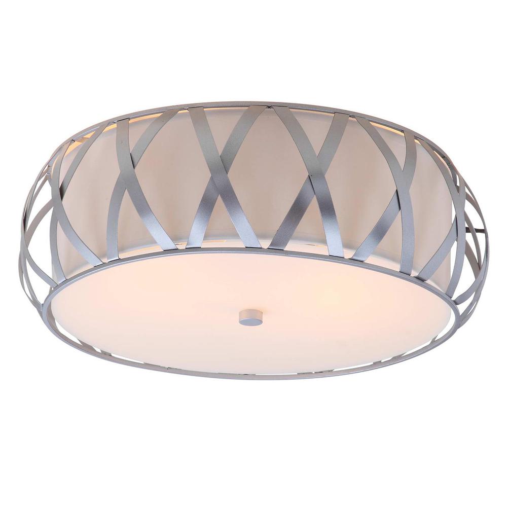 Charing 2 Light Chrome 15.4-Inch Dia Cross Flush Mount, Chrome. Picture 4