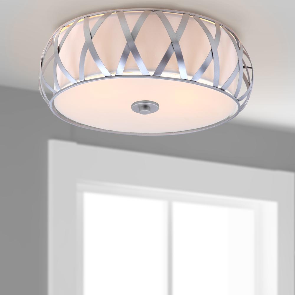 Charing 2 Light Chrome 15.4-Inch Dia Cross Flush Mount, Chrome. Picture 3
