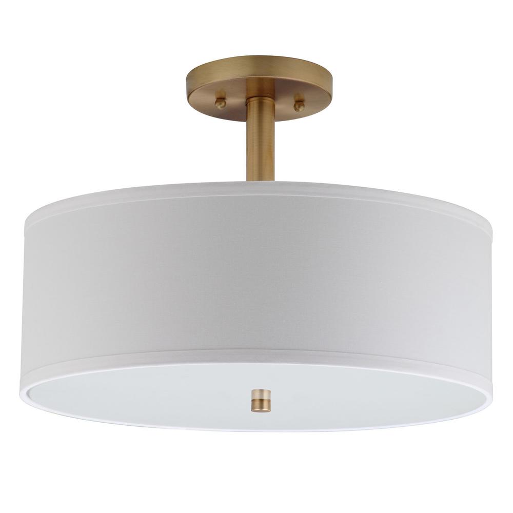 Clara 3 Light Chrome 16-Inch Dia Semi Flush Drum Light, Gold. Picture 2