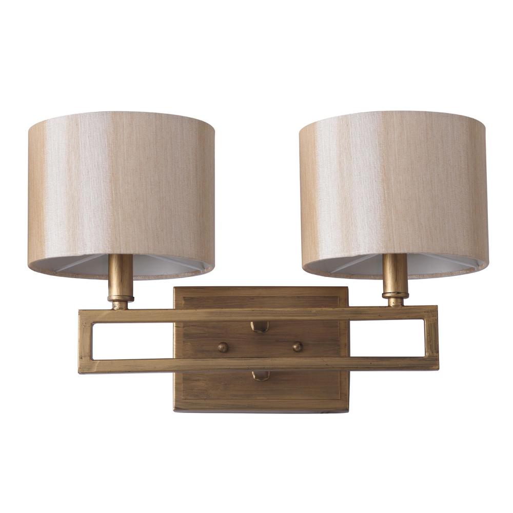 CATENA 9.25-INCH H ANTIQUE GOLD DOUBLE LIGHT SCONCE. Picture 1