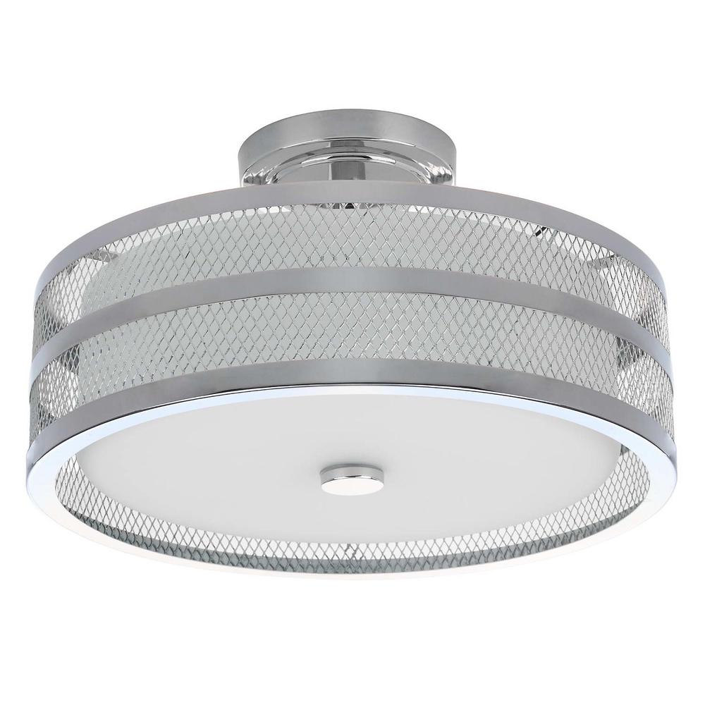 Greta 3 Light Chrome 15.75-Inch Dia Veil Semi Flush, Chrome. Picture 2