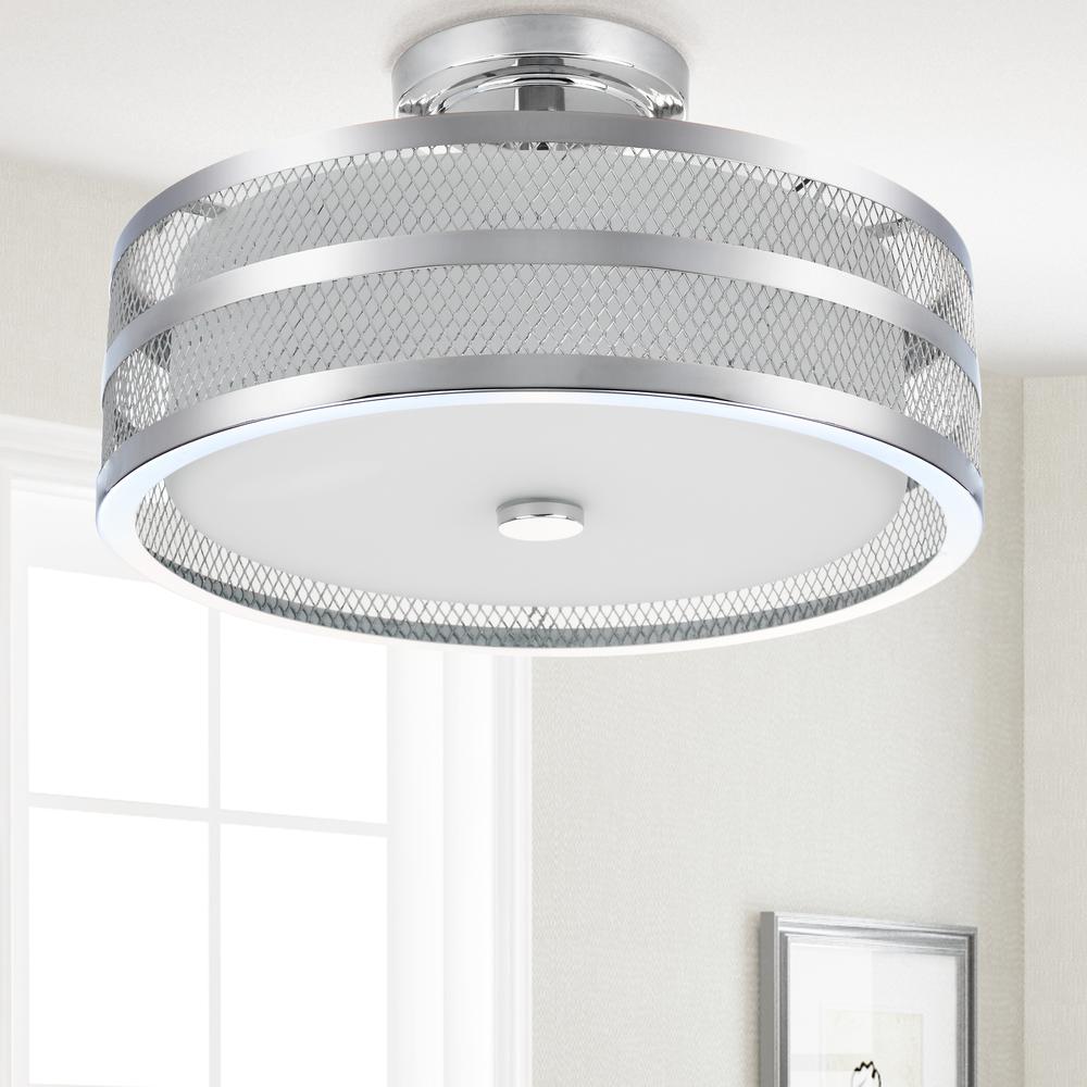 Greta 3 Light Chrome 15.75-Inch Dia Veil Semi Flush, Chrome. Picture 1