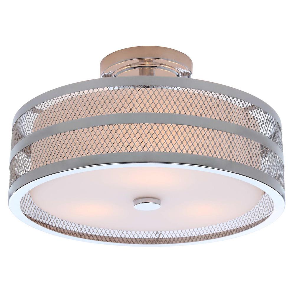 Greta 3 Light Chrome 15.75-Inch Dia Veil Semi Flush, Chrome. Picture 4