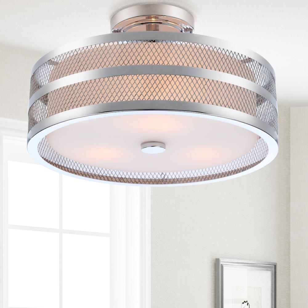 Greta 3 Light Chrome 15.75-Inch Dia Veil Semi Flush, Chrome. Picture 3