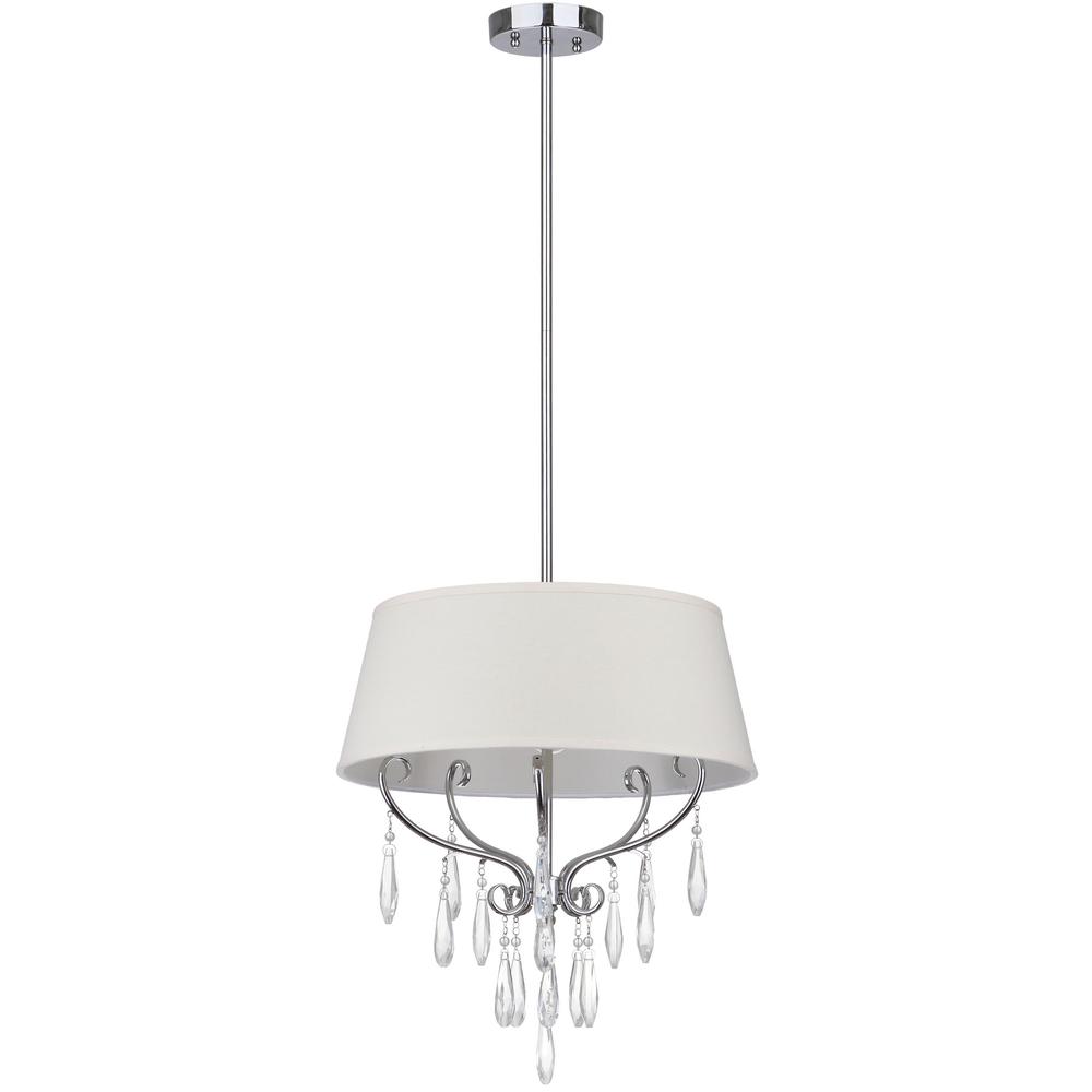 WALTZ 3 LIGHT CHROME BEADED 17-INCH DIA ADJUSTABLE PENDANT. Picture 1