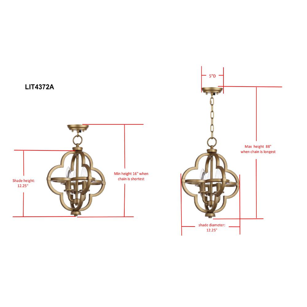 Mila 12.25-Inch Dia Adjustable Dark Grey Pendant, Gold. Picture 2