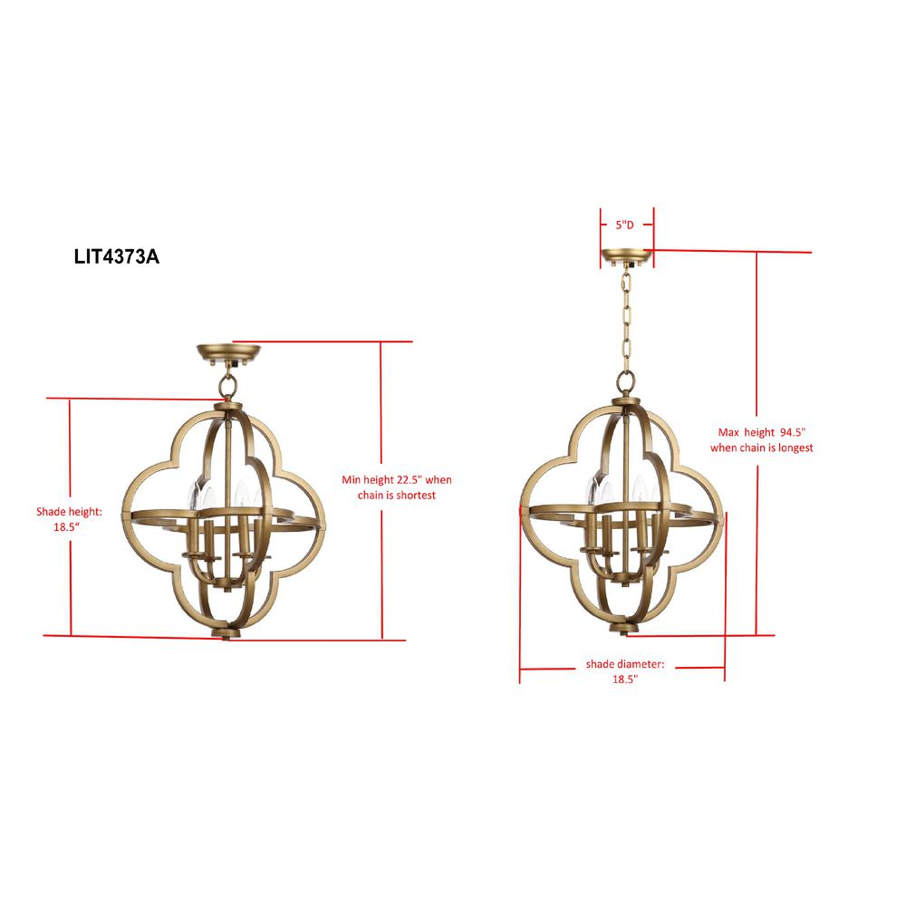 Millard 18.5-Inch Dia Adjustable Dark Grey Pendant, Gold. Picture 2