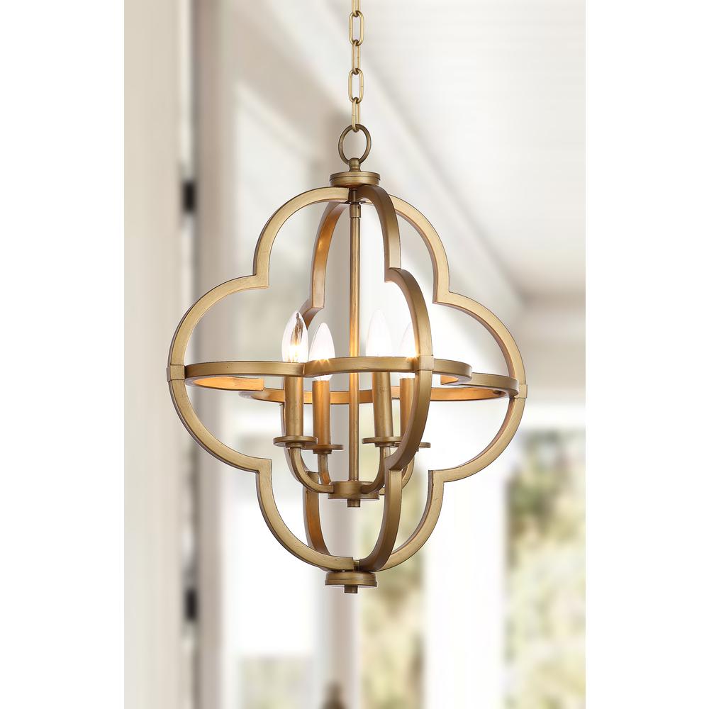 Millard 18.5-Inch Dia Adjustable Dark Grey Pendant, Gold. Picture 3