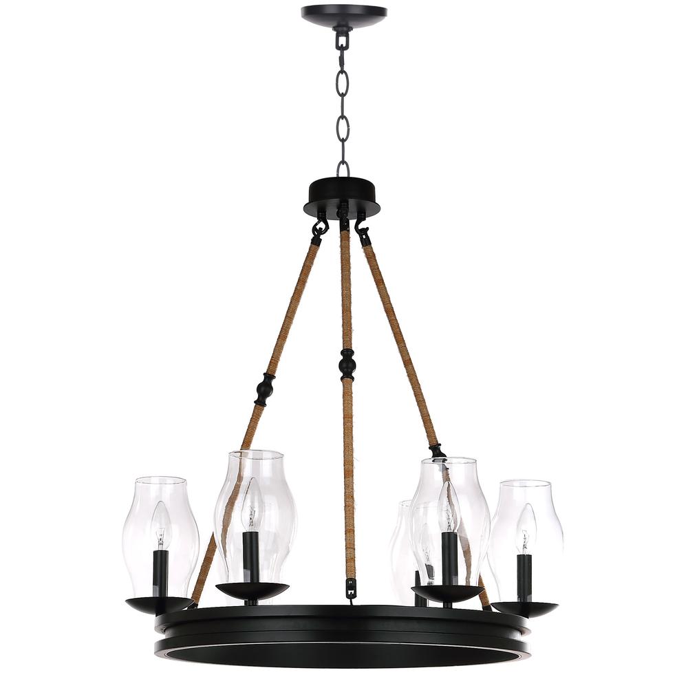 Fritz 25-Inch Dia Adjustable Chandelier, Black/Brown. Picture 3