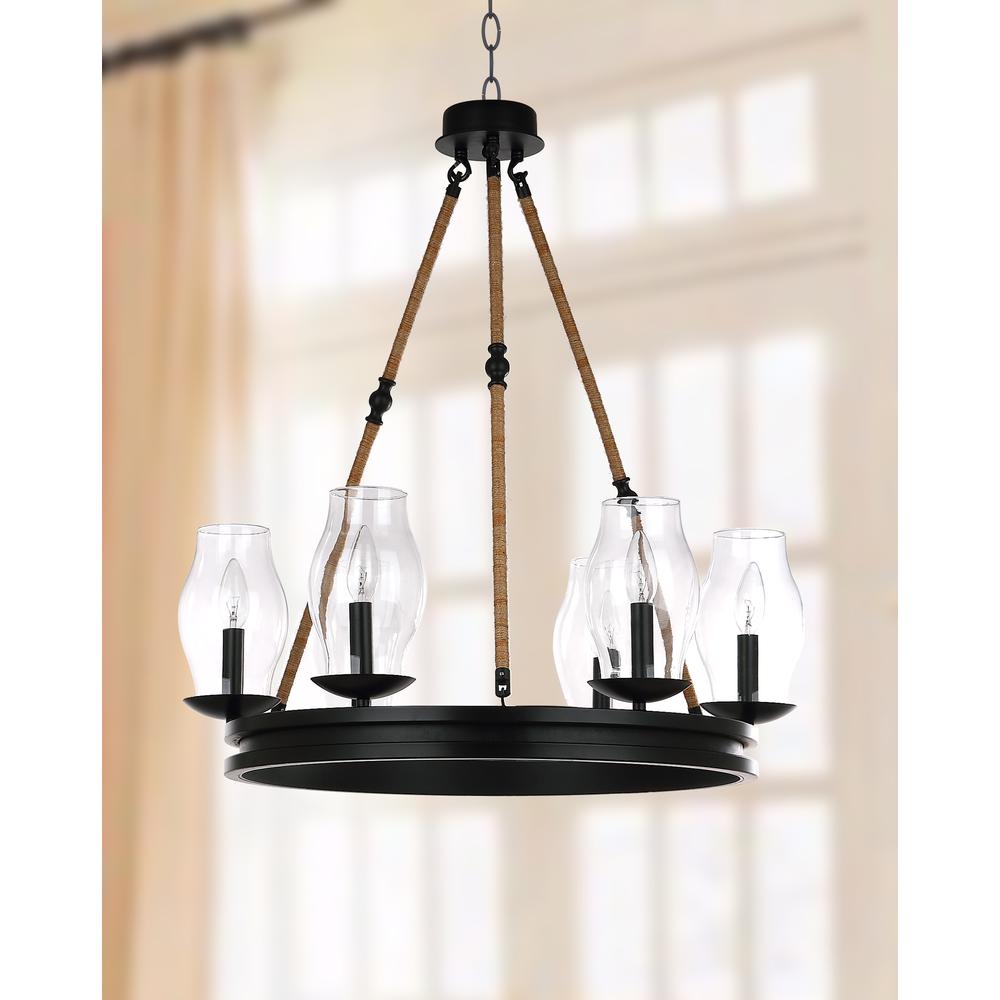 Fritz 25-Inch Dia Adjustable Chandelier, Black/Brown. Picture 2