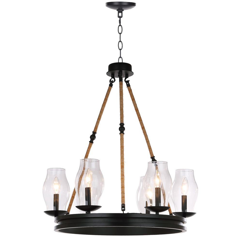 Fritz 25-Inch Dia Adjustable Chandelier, Black/Brown. Picture 5