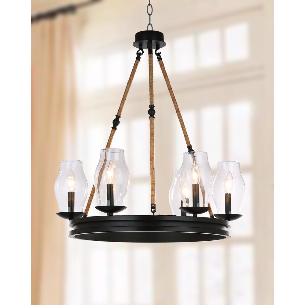 Fritz 25-Inch Dia Adjustable Chandelier, Black/Brown. Picture 4