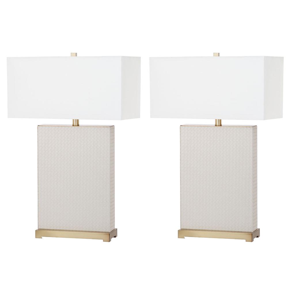 JOYCE 27.75-INCH H FAUX WOVEN LEATHER TABLE LAMP, LIT4402L-SET2. Picture 1