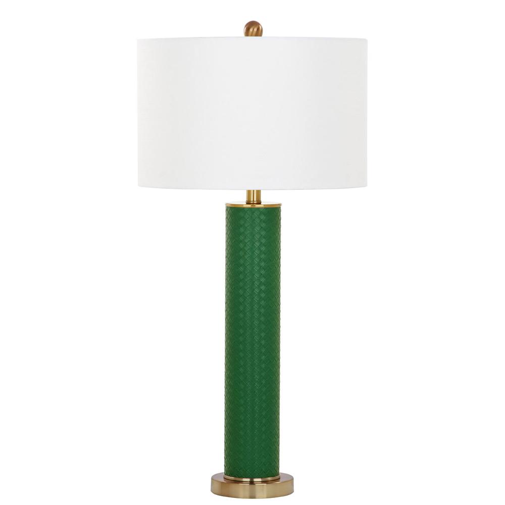 OLLIE 31.5-INCH H FAUX WOVEN LEATHER TABLE LAMP, LIT4404K-SET2. Picture 1