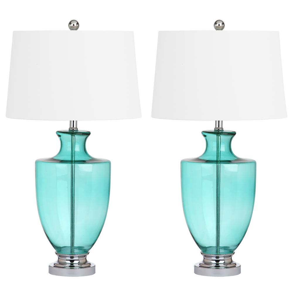 Desiree 30-Inch H Glass Table Lamp, Green. Picture 3