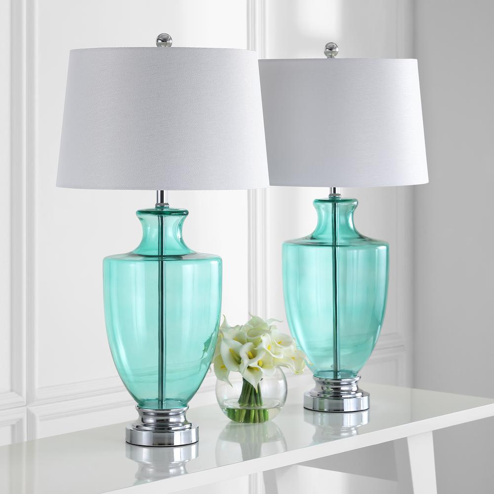 Desiree 30-Inch H Glass Table Lamp, Green. Picture 1
