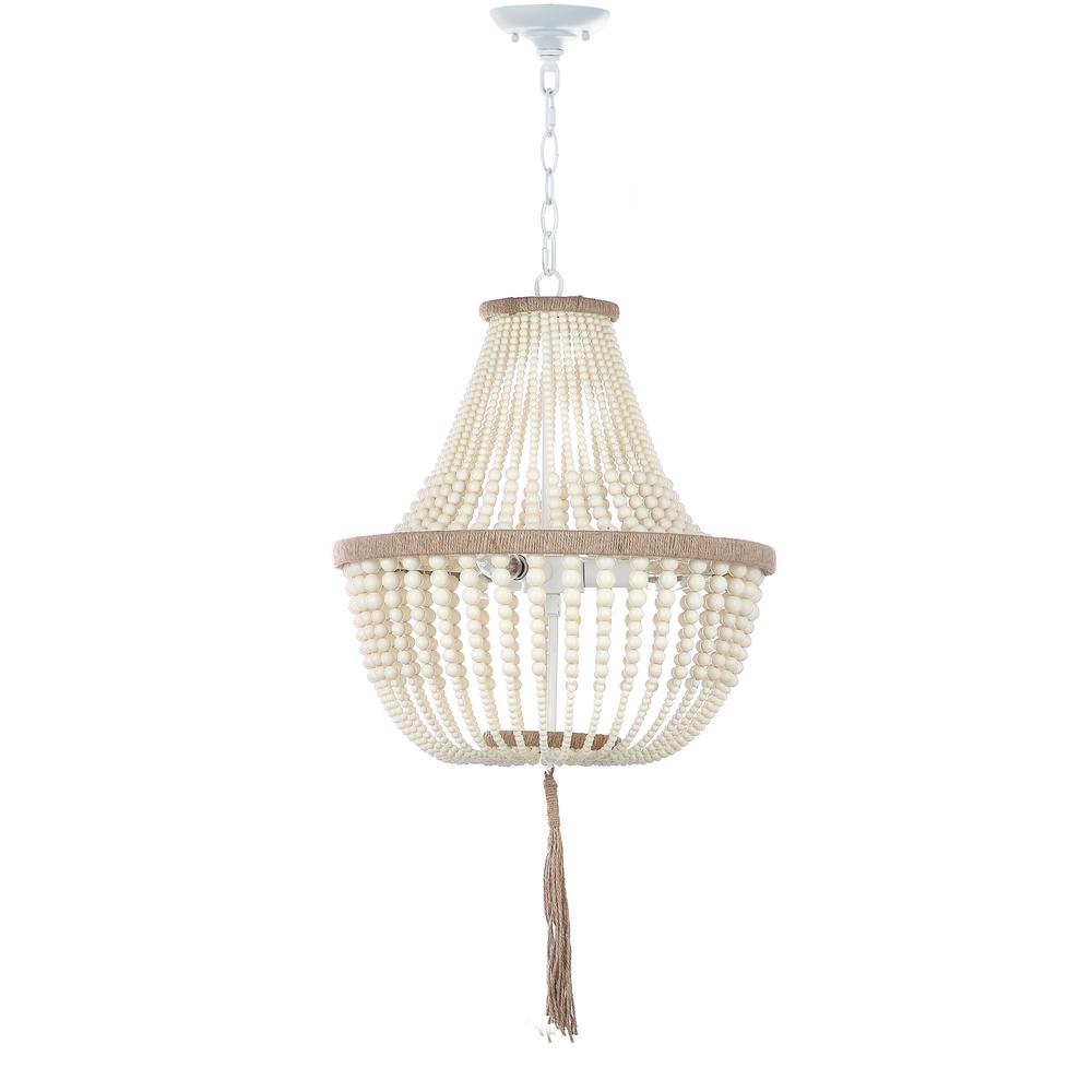 Lush Kristi 3 Light 16.5-Inch Dia Cream Beaded Pendant, Cream. Picture 4