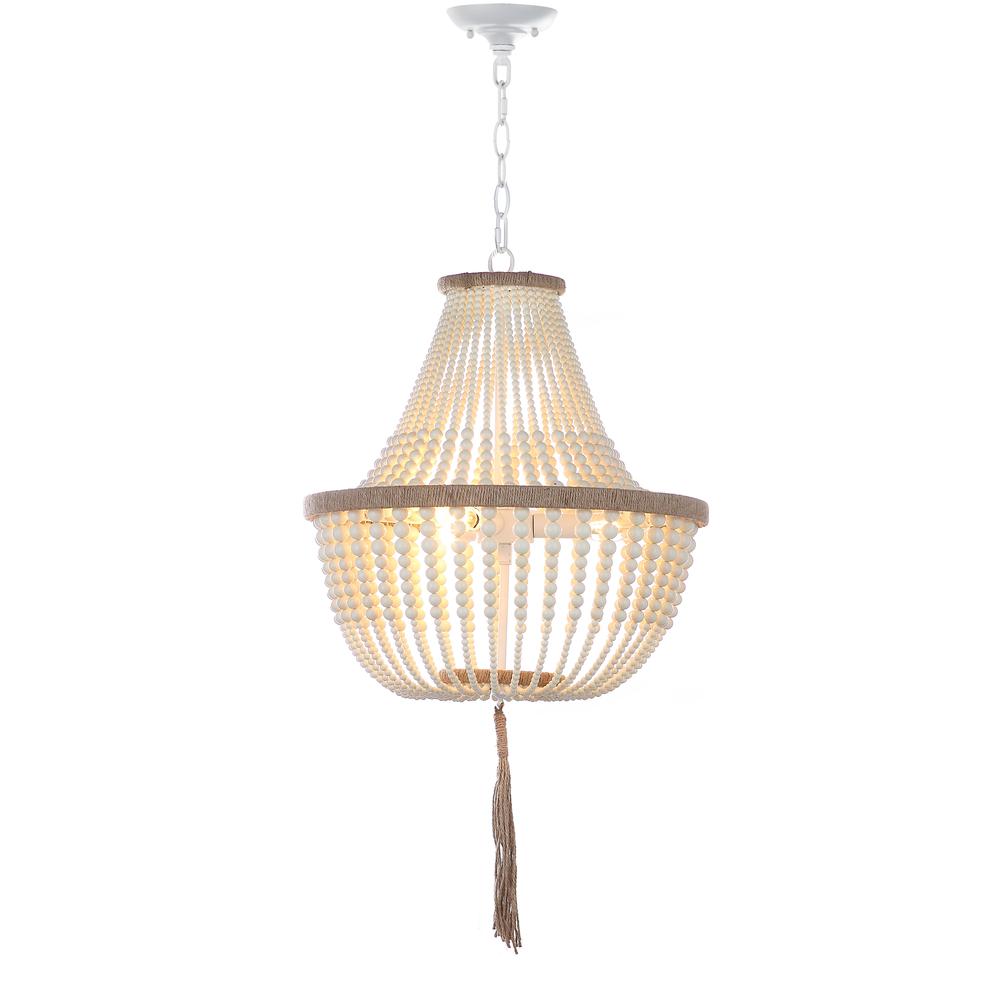 Lush Kristi 3 Light 16.5-Inch Dia Cream Beaded Pendant, Cream. Picture 6
