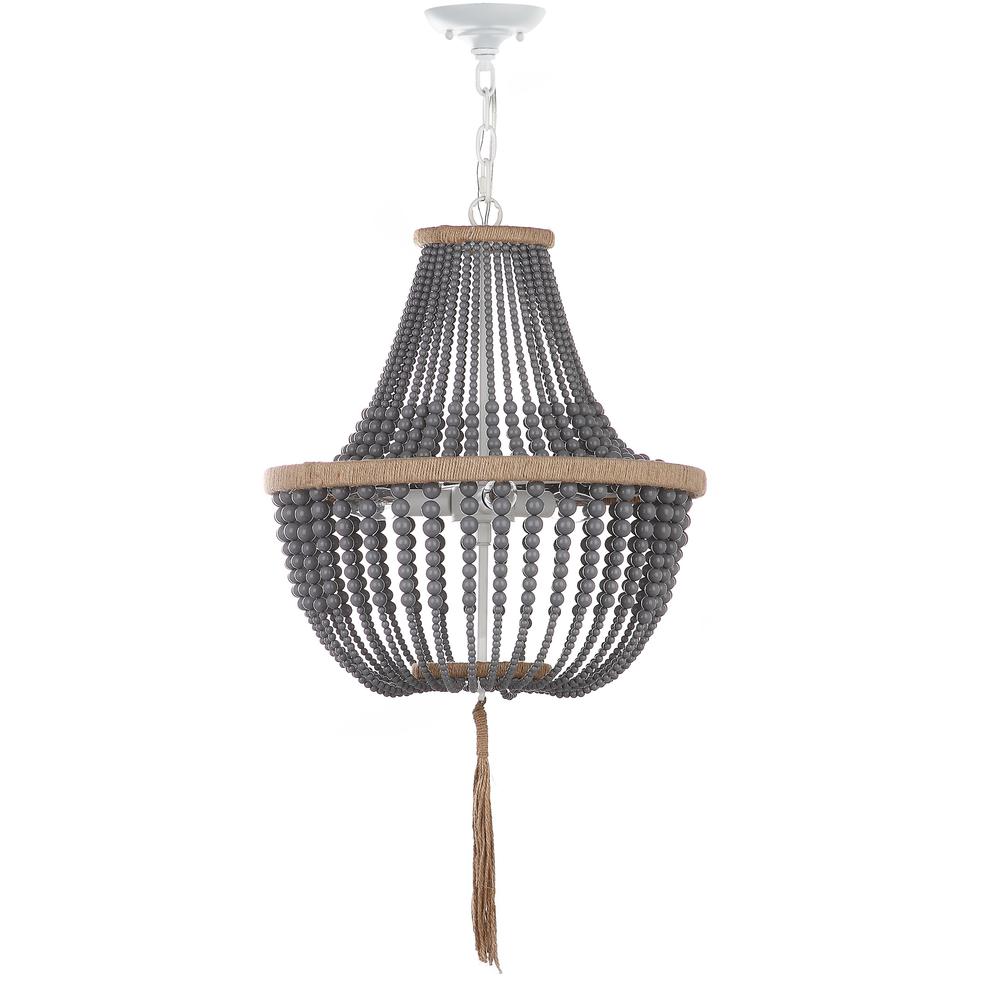Lush Kristi 3 Light 16.5-Inch Dia Grey Beaded Pendant, Grey. Picture 1