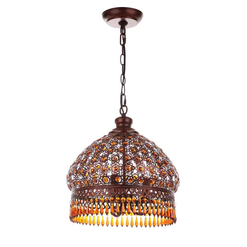 SULTAN JEWELED 3 LIGHT BRONZE 13.5-INCH DIA PENDANT. Picture 1