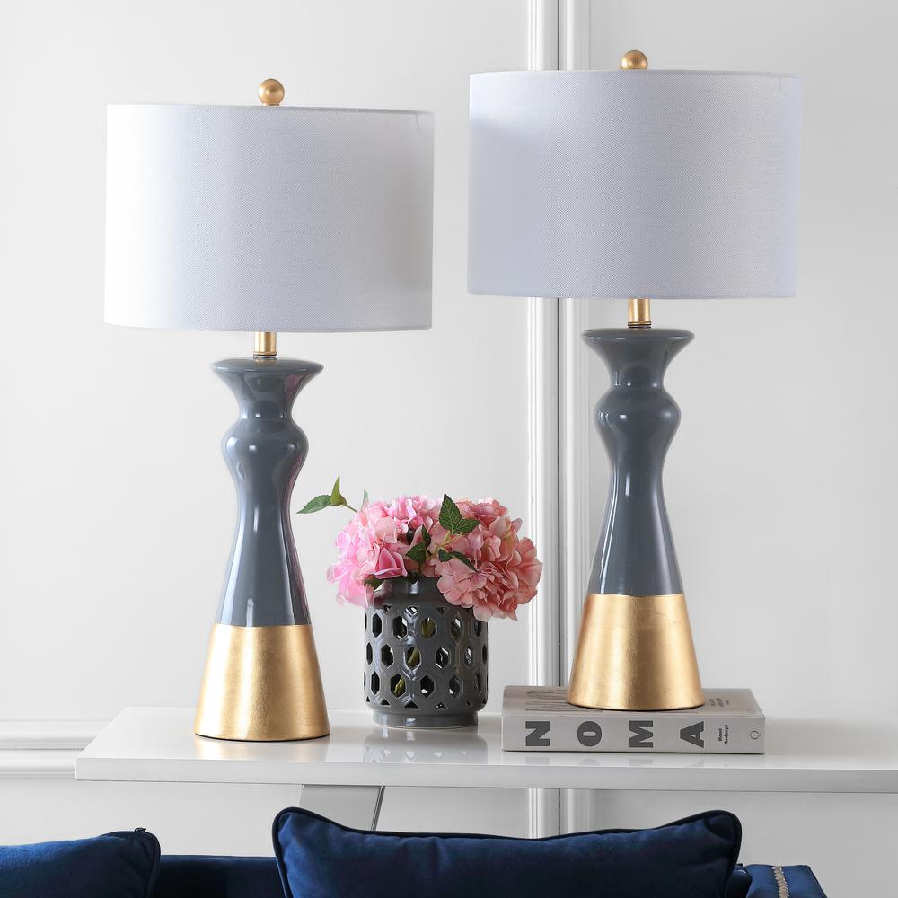 Iris 30.5-Inch H Table Lamp, Grey/Gold. Picture 1