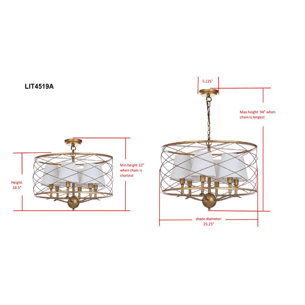Thea 25.25-Inch Dia Adjustable Pendant Lamp, Gold. Picture 1