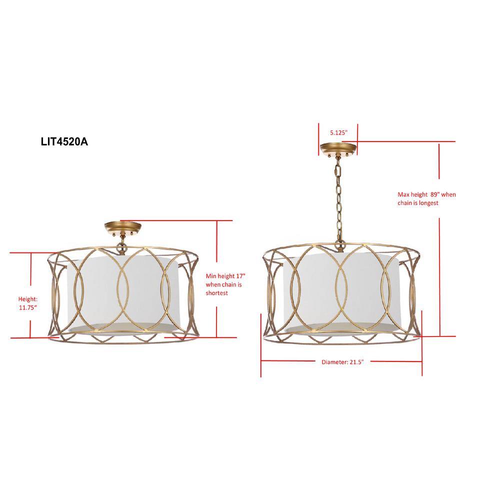 Silas 21.5-Inch Dia Adjustable Pendant Lamp , Gold. Picture 1