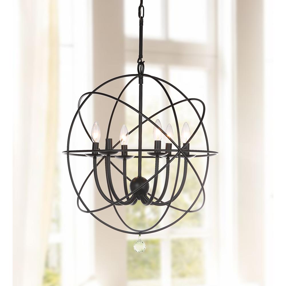 Evie 22 Inch-Dia Adjustable Chandelier , Black. Picture 4
