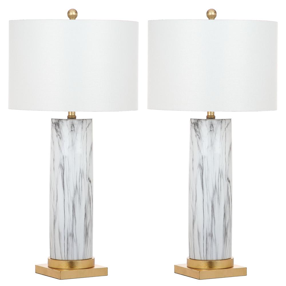Sonia Faux Marble 31.25-Inch H Table Lamp, Black/White. Picture 3