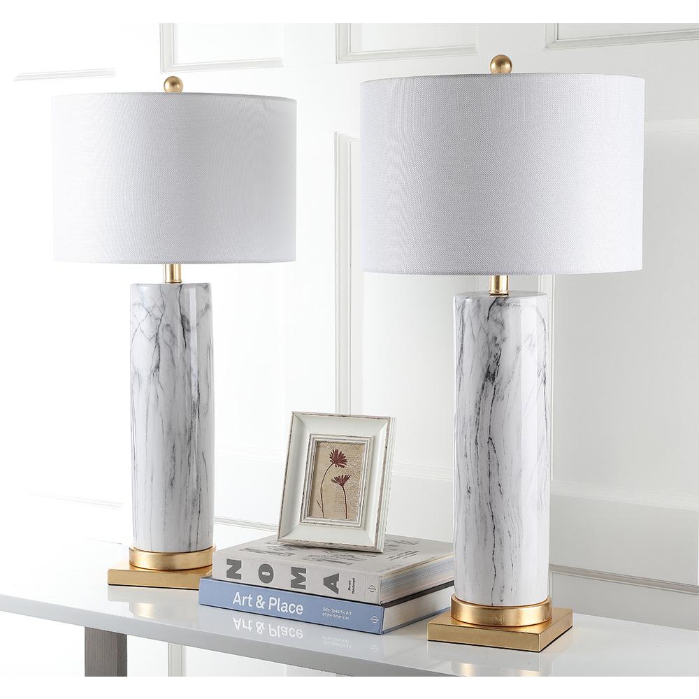 Sonia Faux Marble 31.25-Inch H Table Lamp, Black/White. Picture 1