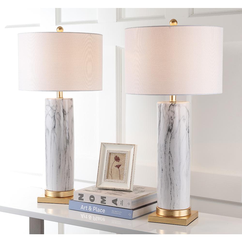Sonia Faux Marble 31.25-Inch H Table Lamp, Black/White. Picture 2