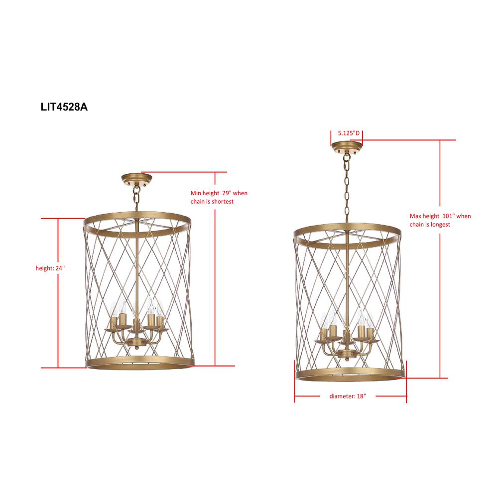 Alair 18-Inch Dia Adjustable Pendant Lamp , Gold. Picture 1