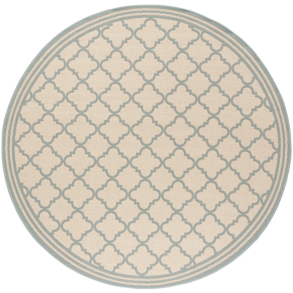 LINDEN 100, CREAM / AQUA, 6'-7" X 6'-7" Round, Area Rug, LND121L-6R. Picture 1