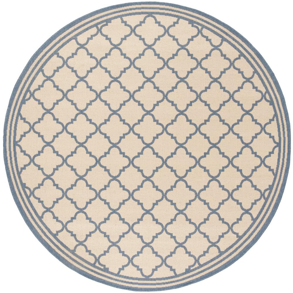 LINDEN 100, CREAM / BLUE, 6'-7" X 6'-7" Round, Area Rug, LND121N-6R. Picture 1
