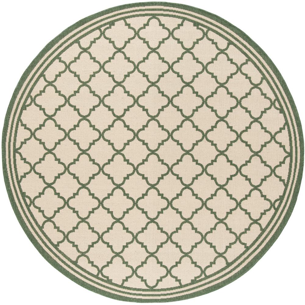 LINDEN 100, CREAM / GREEN, 6'-7" X 6'-7" Round, Area Rug, LND121W-6R. Picture 1