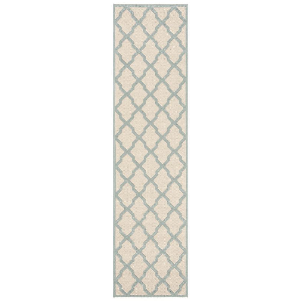 LINDEN 100, CREAM / AQUA, 2' X 8', Area Rug, LND122L-28. Picture 1